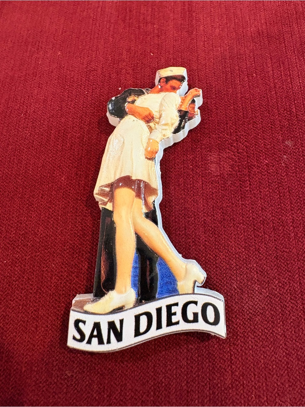 San Diego Refrigerator Magnet Unconditional Surrender Sailor Nurse Kiss-3.5”x2”